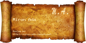 Miron Ada névjegykártya